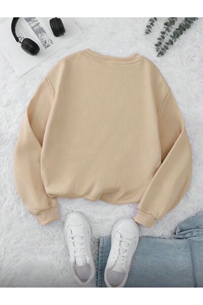 herkesemoda Milano Baskı Detaylı Bisiklet Yaka İçi Polarlı Sweatshirt