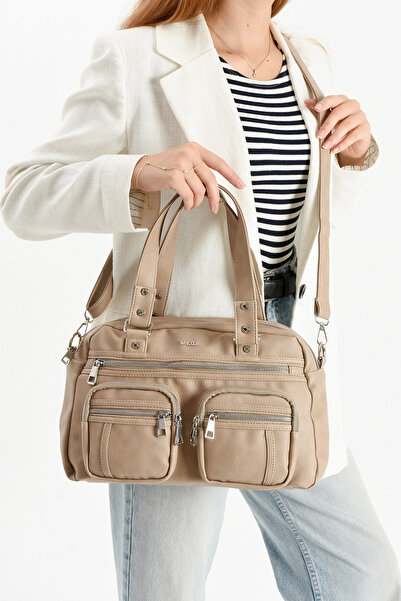 çantamgelsin Mega Polo Lisbon/Soft Leather Multi-Compartment Women's Shoulder Bag