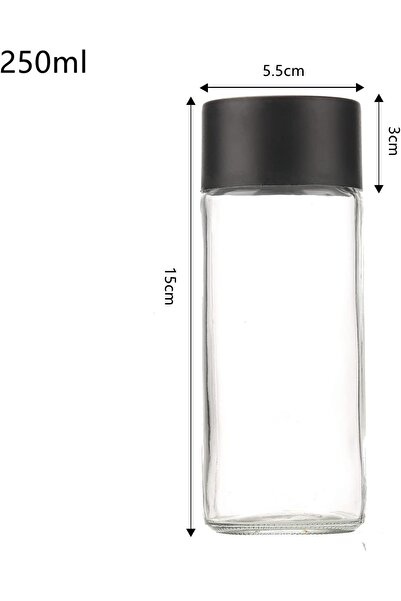 FUFU 6-Pack 8oz Glass Juice Bottles Reusable Water Bottles with Black Lids (250ml)