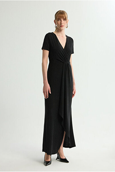 Love My Body Büzgü Detaylı Kısa Kollu Örme Elbise