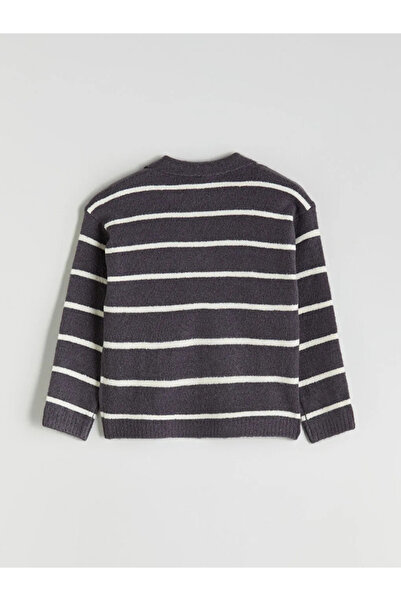 LC Waikiki LCW KidsAntrasit Bisiklet Yaka Çizgili Erkek Bebek Triko Kazak