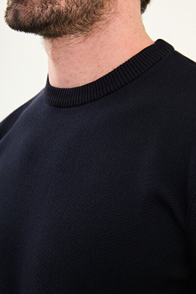 Mcr Patterned Slim Fit Crew Neck Men's Sweater Navy Blue - 11574.25K