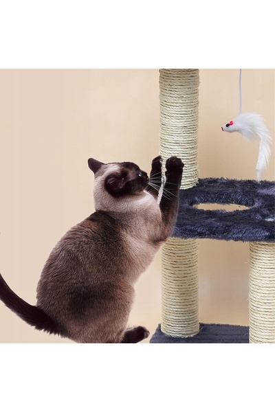 zola Cat play set, scratching post, mouse toy, chipboard, 20 x 20 x 40 cm, navy blue