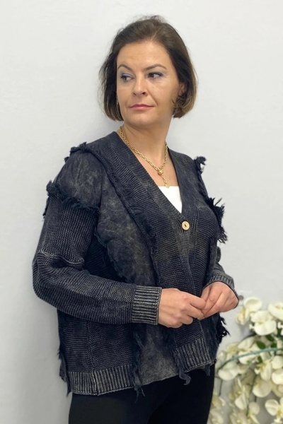 Mia Butik Plus Size Bohemian Black Cardigan