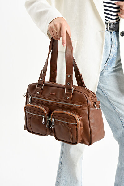 çantamgelsin Mega Polo Lisbon/Soft Leather Multi-Compartment Women's Shoulder Bag