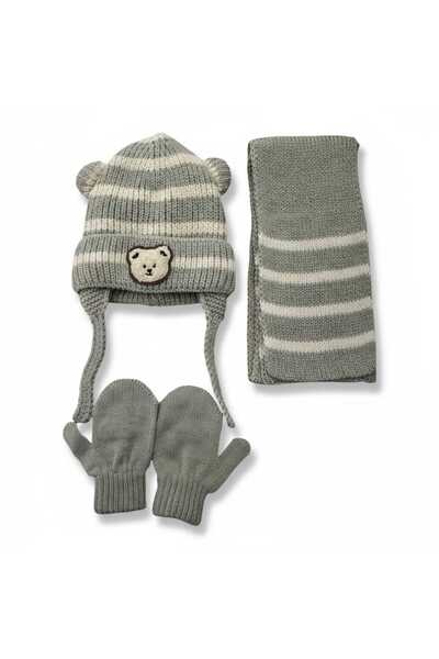 Aware Time Kitti 0-12 Months Baby Boy & Child Accessories Fleece Inside Scarf Beanie Gloves 3-Piece Set