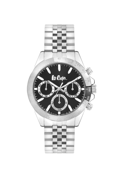 Lee Cooper ساعة رجالية متعددة الوظائف بمينا أسود - LC07963.350