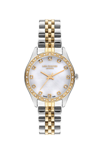 Lee Cooper ساعة نسائية أنالوج بمينا أبيض - LC07818.220