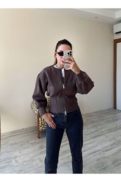 BeeYouStudio كارديجان نسائي بتفاصيل مضلعة وسحاب بثلاثة خيوط