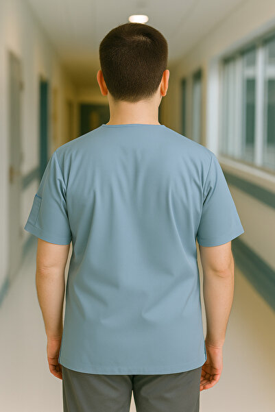 mirach Uniforme pentru bărbați, cu 4 buzunare, pentru asistent medical și medic, uniformă unică, uniformă chirurgicală pentru spital, îmbrăcăminte medicală confortabilă