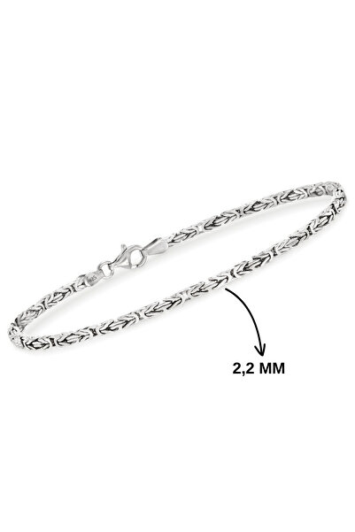 bymissmücevherat 925 Ayar Gümüş Kare Kral Zincir Bileklik 2,2 mm – Erkek & Unisex Tasarım |