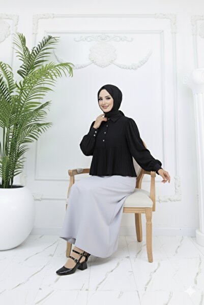 benguen Scuba Flared Skirt 212 Light Gray