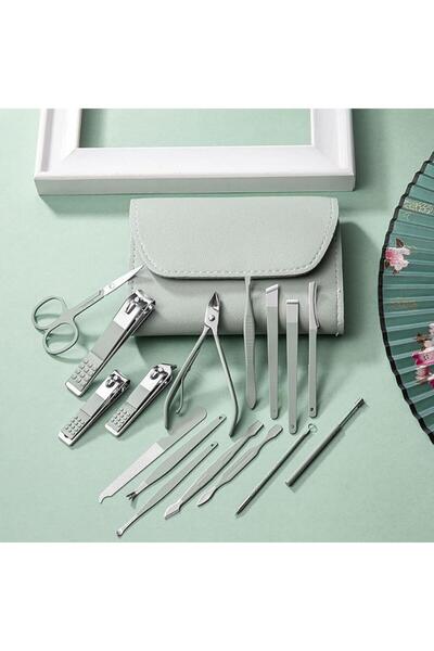 OLLEVRA Travel Type 16 Piece Manicure Pedicure Set with Bag