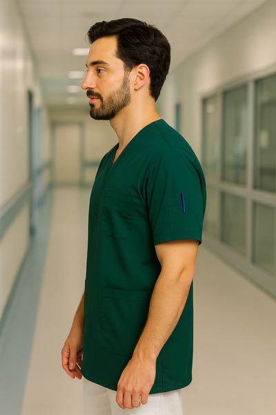 mirach Uniforme pentru bărbați, cu 4 buzunare, pentru asistent medical și medic, uniformă unică, uniformă chirurgicală pentru spital, îmbrăcăminte medicală confortabilă