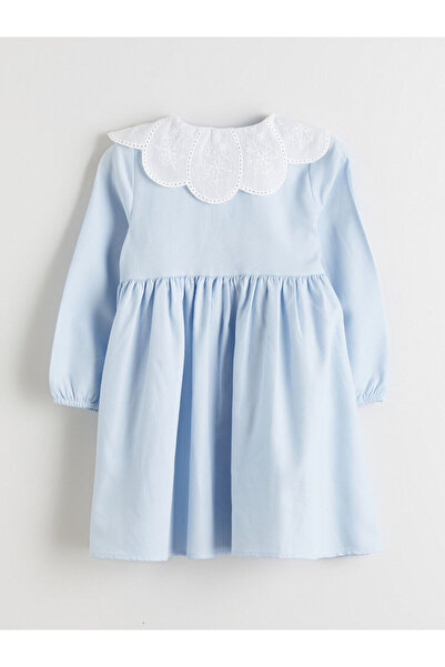 LC Waikiki Mavi Bebe Yaka Kız Bebek Elbise