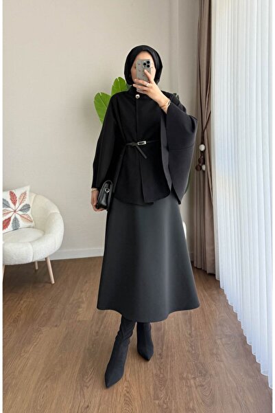 Miraydın Butik Γυναικείο Νέα Σεζόν oversized Παντόφλες με Ζώνη M25131 - Μαύρο