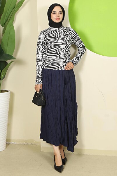 hafsamina Φορμάκι με λαιμόκοψη με σχέδιο ζέβρας λευκό HM2825