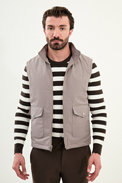 Mcr Double Sided Slim Fit Judge Collar Men's Vest Mink - 40948.25K