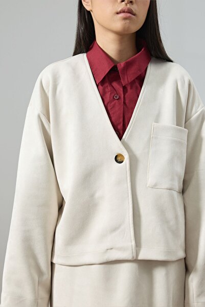 Ceylan Otantik Μπουφάν με μία τσέπη από κρεμ σουέντ