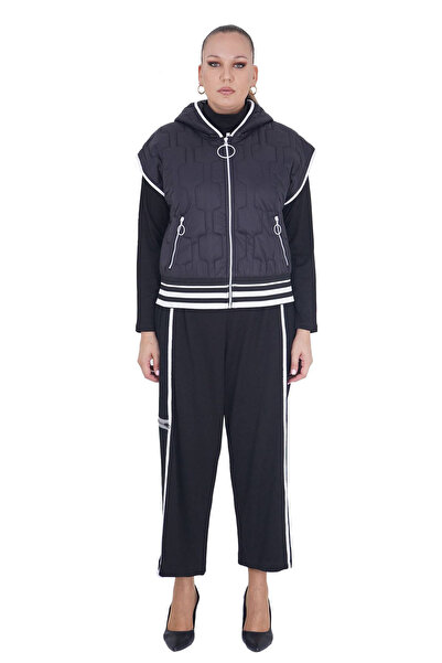 Darkmen طقم رياضي نسائي مقاس كبير مكون من ثلاث قطع مع سترة