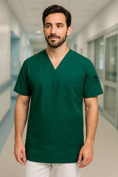 mirach Uniforme pentru bărbați, cu 4 buzunare, pentru asistent medical și medic, uniformă unică, uniformă chirurgicală pentru spital, îmbrăcăminte medicală confortabilă