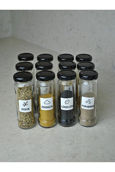 Qualitev 12 Pieces 105 Cc Glass Spice Jar Set 105 ml Round Spice Jar with Lea...