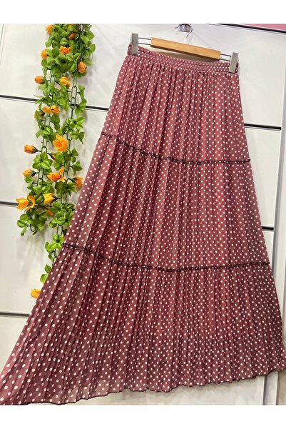 edu collection Шифонова спідниця з підкладкою, в горошок, рожевого кольору