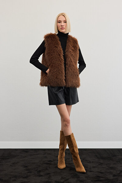 Sateen Безрукавка довга жилетка - кава