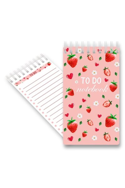 OEM Strawberry Fruity To Do Notebook – 90x150mm, 80 Color Sheets – Pocket Planner for Notes, Tas