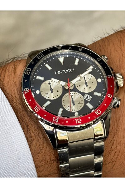 Ferrucci Silver Color Pepsi Dial Functional Date Men's Watch