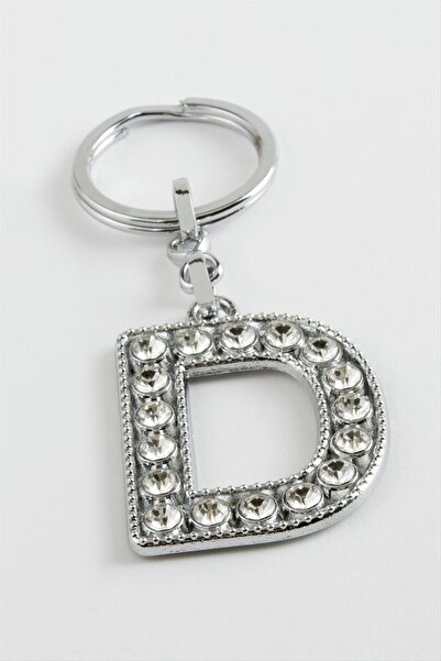 Marsilyan Silver Colored Stone Letter Keychain