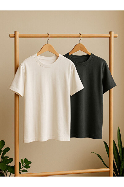 LC Waikiki Ανδρικό μπλουζάκι Anthracite Crew Neck με κοντό μανίκι, Πακέτο 2 τ...