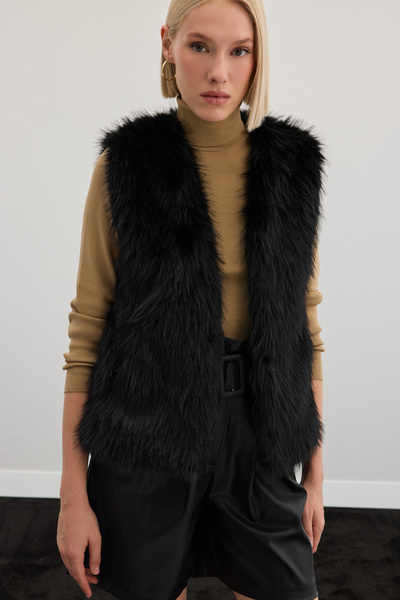 Sateen Безрукавка довга жилетка - чорна