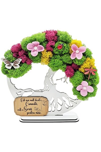 OEM Cadou Copacul Vietii, cu licheni stabilizati, din lemn alb, „Cumnata”, 20...