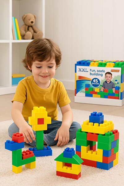 hak-iş oyuncak XXL Building Blocks – 45 Pieces Colorful Educational Toy