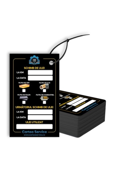 OEM Set 100 Etichete Revizie / Schimb de Ulei AUTO cartonate + Coliere de pri...