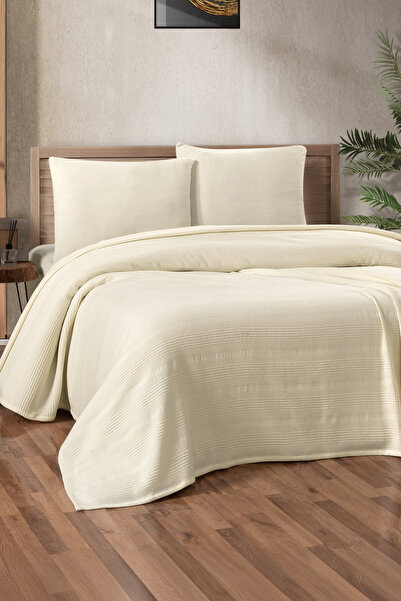 evdehome Pamuk Dual Çift Kişilik Pike Yatak Örtüsü Seti 200x230, Lastikli Çarşaf 160x200, 2 Yastık Kılıf