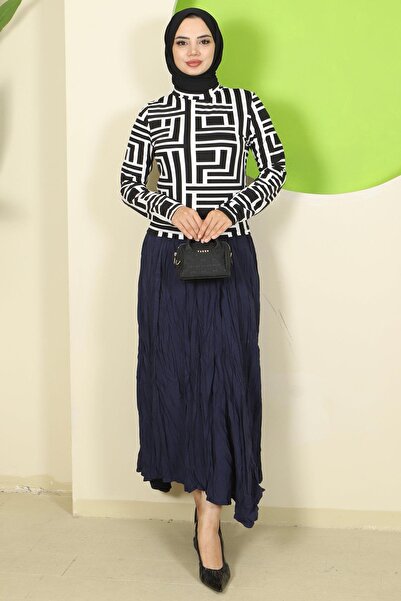 hafsamina Λευκό κορμάκι με λαιμόκοψη με σχέδιο λαβύρινθου HM2824