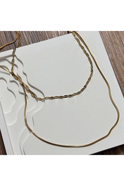 TURKAFONE قلادات ذهبية بسلسلة مزدوجة