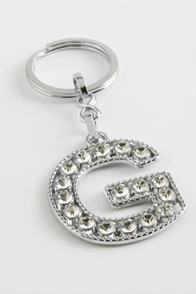 TakÇalıştır Silver Colored Stone Letter Keychain