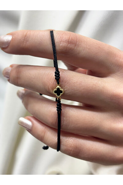 DİAMİNE PIRLANTA 14 Ayar Altın Mini Taşlı Yonca İp Bileklik