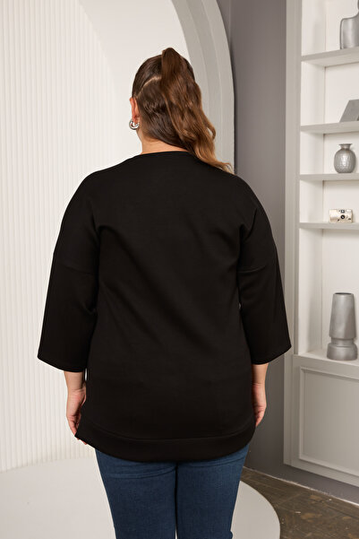 RMG Δερμάτινη μπλούζα με λεπτομέρειες με στάμπα μεγάλου μεγέθους