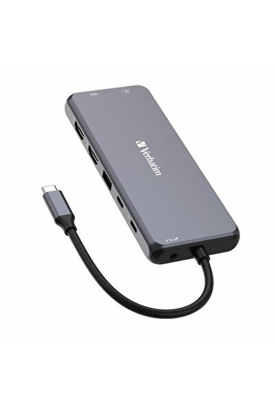 Verbatim Διανομέας πολλαπλών θυρών USB-C, 14 θύρες, SilverHDMI, VGA, RJ45, SD...