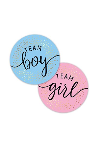 OEM Set 60 Etichete Autocolante Gender Reveal – 50mm – Stickere Petrecere Fat...
