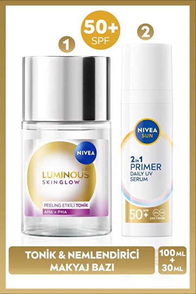 NIVEA SUN SPF50 Primer Hydrating Makeup Base 30ml and Luminous630 Skin Glow E...
