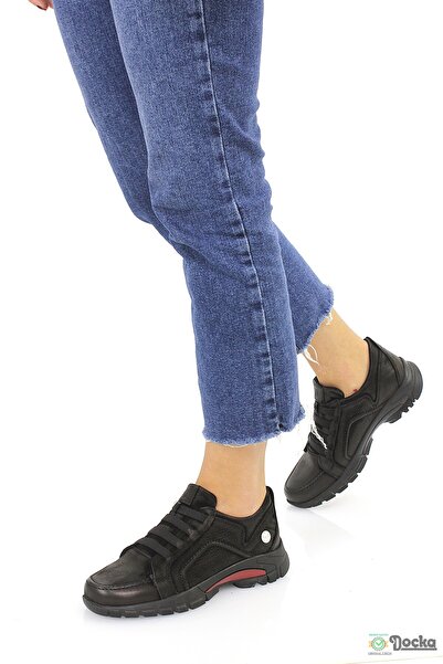 Mammamia Kadın Kışlık Spor Tarz Ortopedik Hakiki Deri Bağcıksız Ayakkabı M26/...