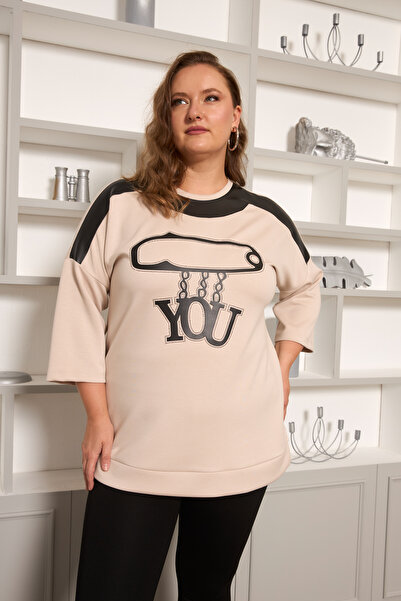 RMG Δερμάτινη μπλούζα με λεπτομέρειες με στάμπα μεγάλου μεγέθους