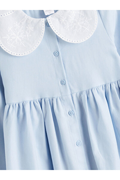 LC Waikiki Mavi Bebe Yaka Kız Bebek Elbise