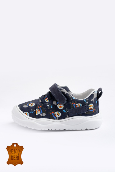 lina step Hakiki Deri Ortopedik Tabana Dikişli Erkek Bebek İlk Adım Ayakkabı