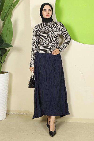 hafsamina Μπεζ φορμάκι με λαιμόκοψη με σχέδιο ζέβρας HM2825